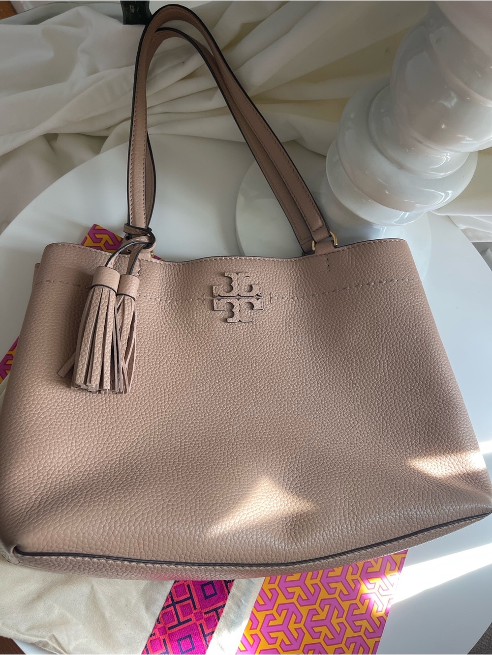 Tory Burch Devon Sand Leather Tote